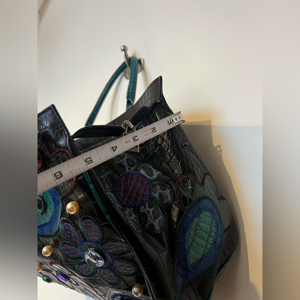 Braccialini Leather Patchwork Embellished Tote Ba… - image 14